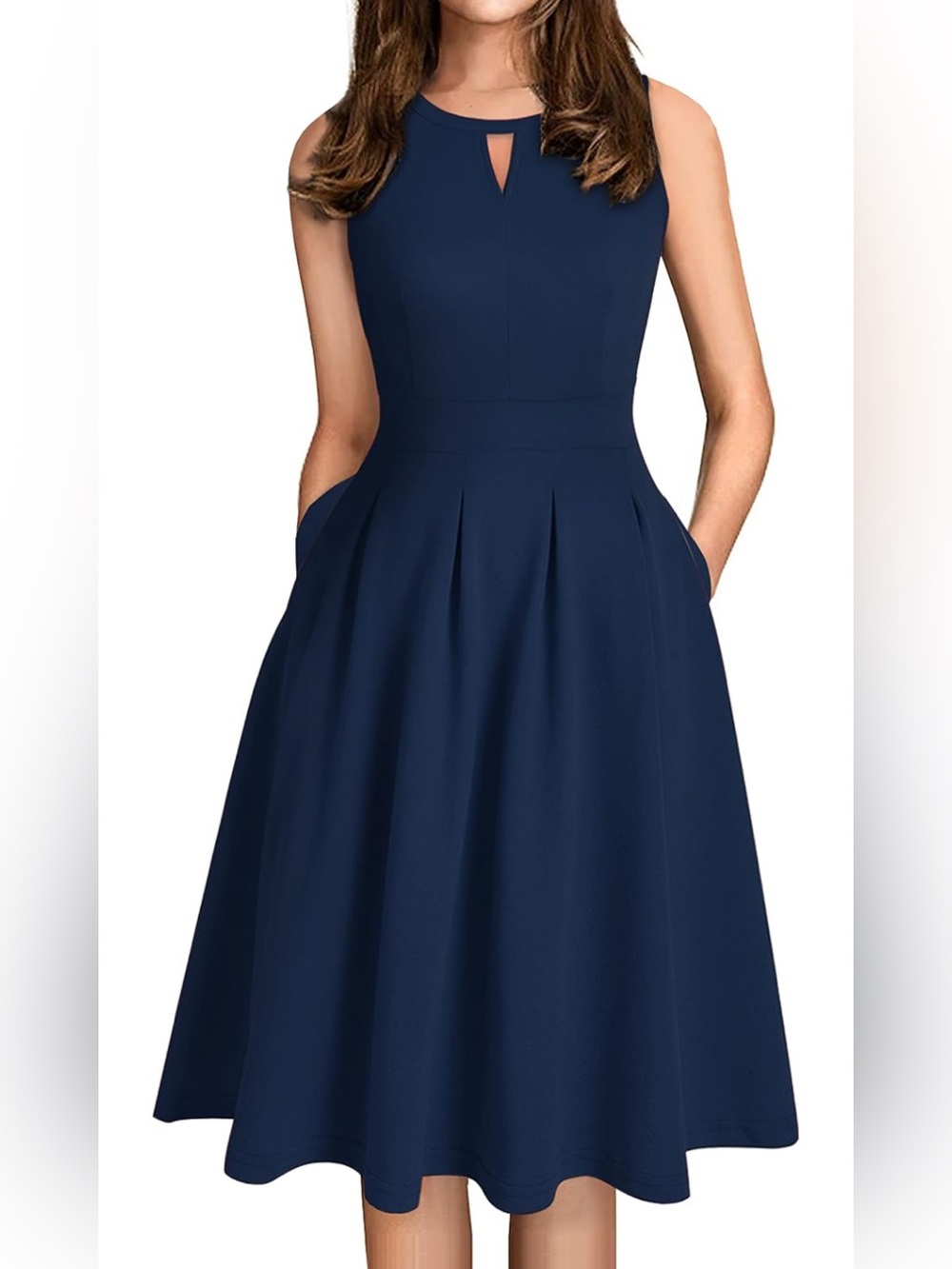 Sureple Women's Retro Sleeveless Swing Casual Work Summer Party Dress with Pocke